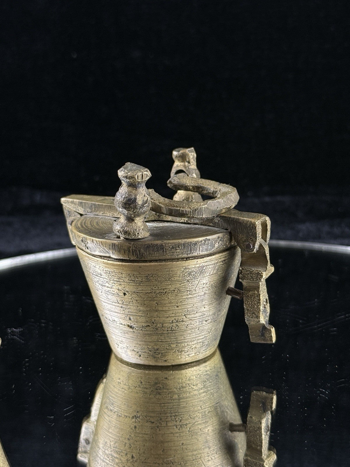 Antique Indian Brass Travel Nesting Cups with Lidded Case â 5 Pc Set 646g Scal3