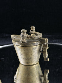 Thumbnail for Antique Indian Brass Travel Nesting Cups with Lidded Case â 5 Pc Set 646g Scal3
