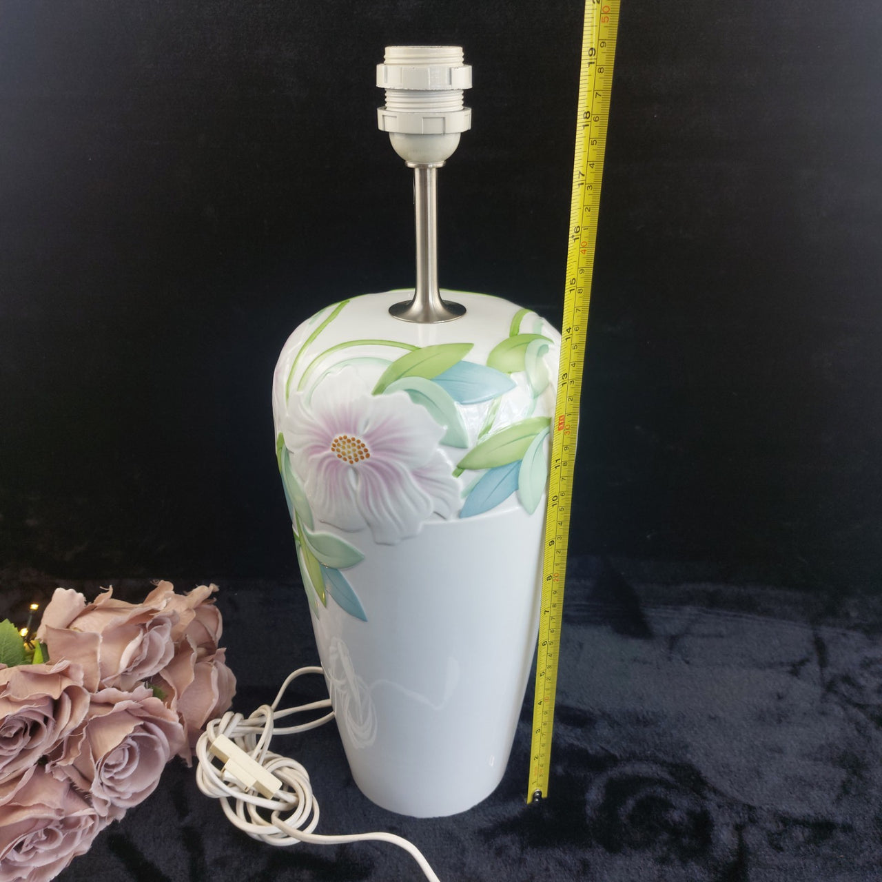 Royal Copenhagen Table Lamp DEAUVILLE 19" Denmark Porcelain Floral collectable3