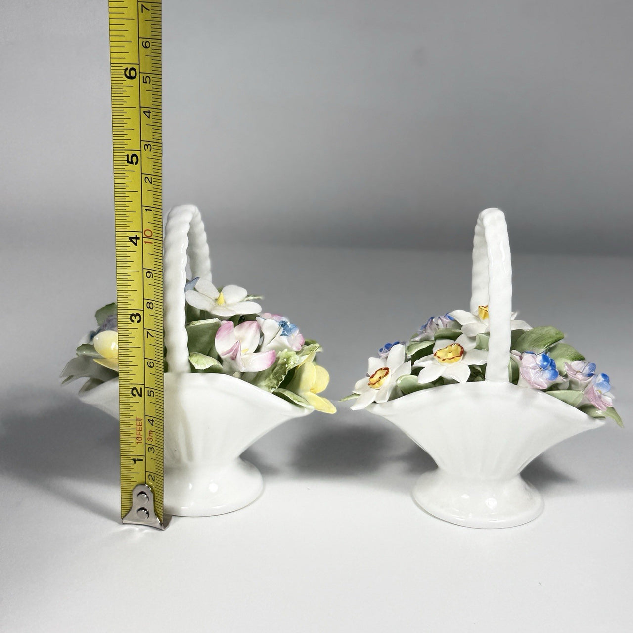 Royal Doulton St Michael Bone China Flower Baskets Pair England Decor Vtg 11