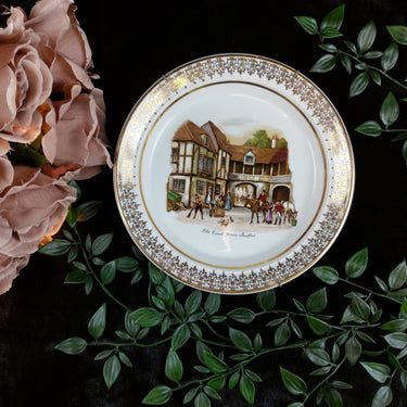 Vintage Decorative Plate - Old Coach House Stratford  Gold Trim Hanging 8.5