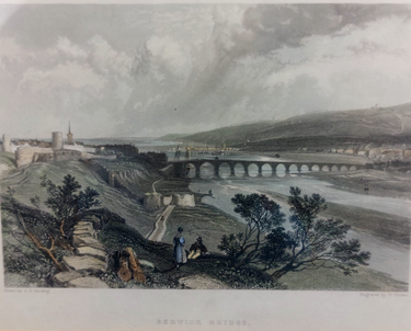 19th Century Steel Engraving by J.D. Harding & W. Finden Berwick Bridge Framed1