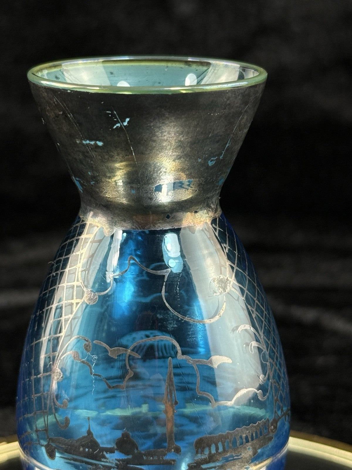 Schott Zwiesel Blue Glass Vase Florida Design Heinrich Löffelhardt Vintage 5”3