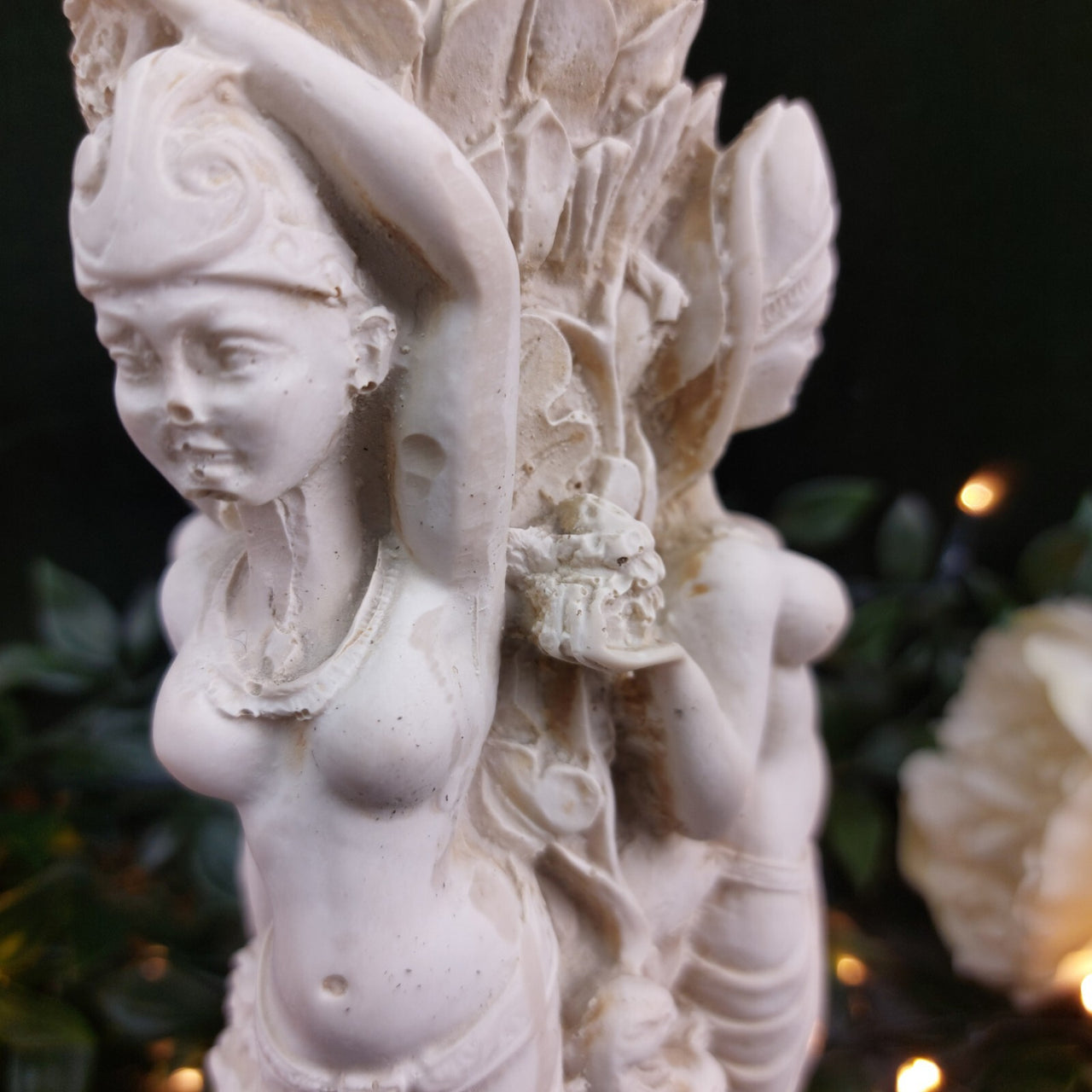 Vintage Temple Hindu Dancer Sculpture Vase – Ornate Goddess Figurine, see pics9