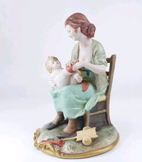 Thumbnail for RARE 1950s Capodimonte - Bruno Merli Signed Porcelain Child & Mother Figurine1