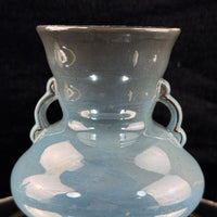 Thumbnail for Antique Maling Vase England –Blue Glazed Handle Twin Urn Shape 6.5” decor China,3