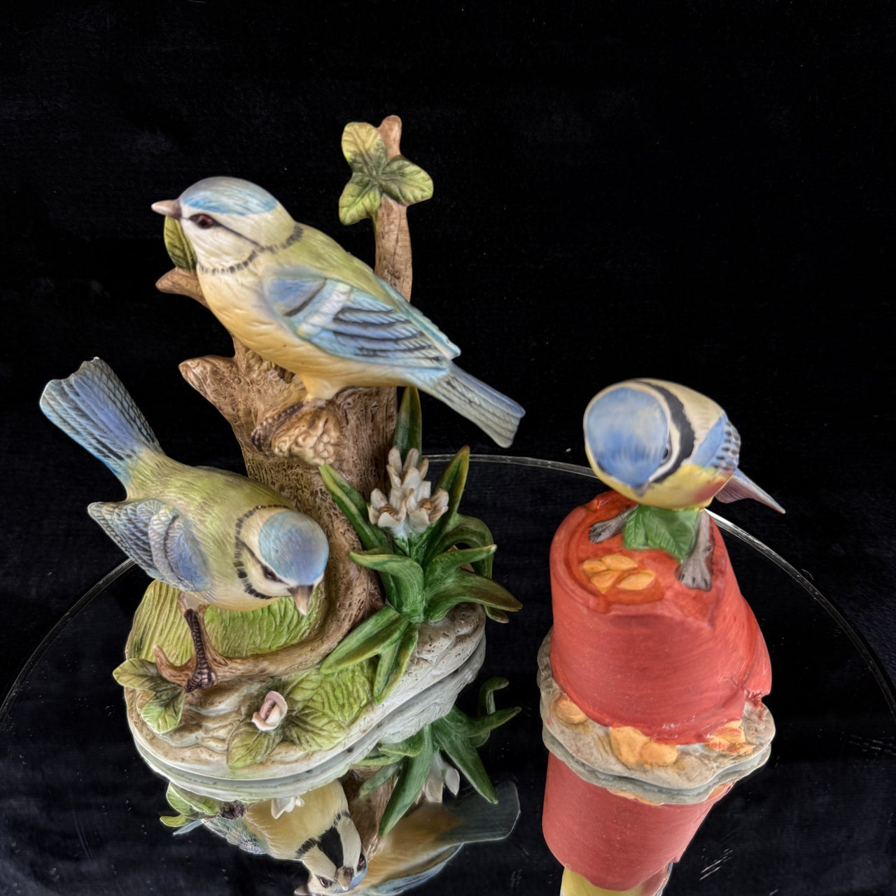Alfretto Porcelain Tit Blue Bird Figurines Set of 2 Collectors Series 7" Medium.3