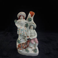 Thumbnail for Staffordshire Figure Painted Couple with Goat Mantel Vase Victorian 8