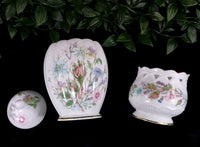 Thumbnail for Aynsley porcelain Wild Tudor 2 set of Lidded Jar & Candle Holder Bone China Made3