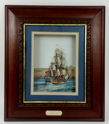 Framed 3D Art H.M.B. Endeavour  Refit Handcrafted  Signed by Freeman Whitby0