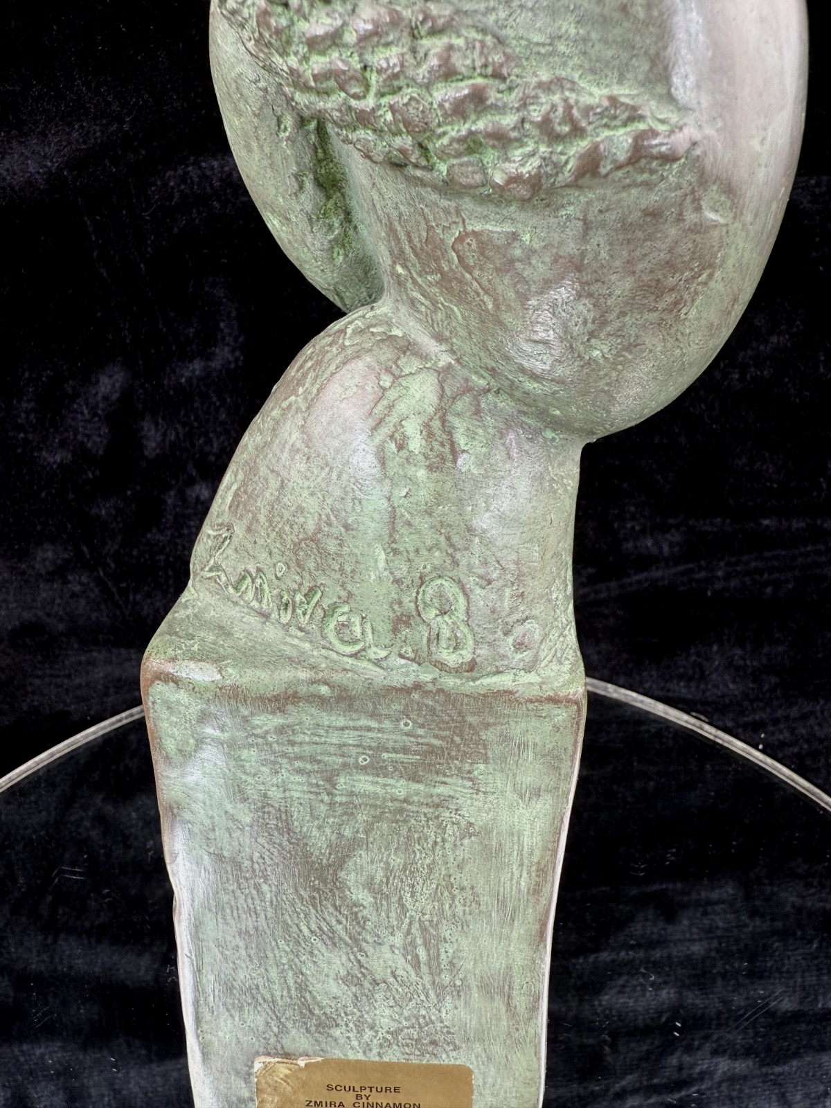 Zmira Cinnamon Bronze Abstract Mother & Child Sculpture Patina Finish Handmade d6