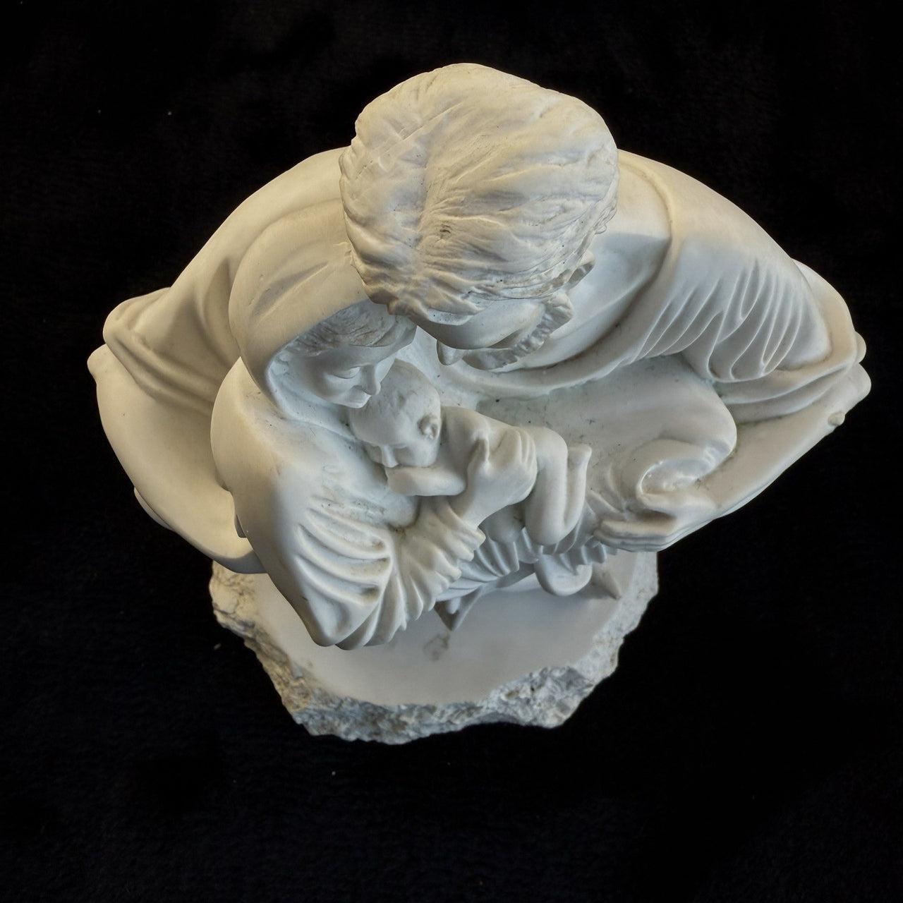 Holy Family Statue Sculpture - Signed/Marked  - White Alabaster/Resin Compos 1994