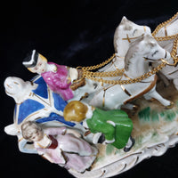Thumbnail for Porcelain horse- marriage proposal scene 70s Drawn Carriage Vintage Music Box.13