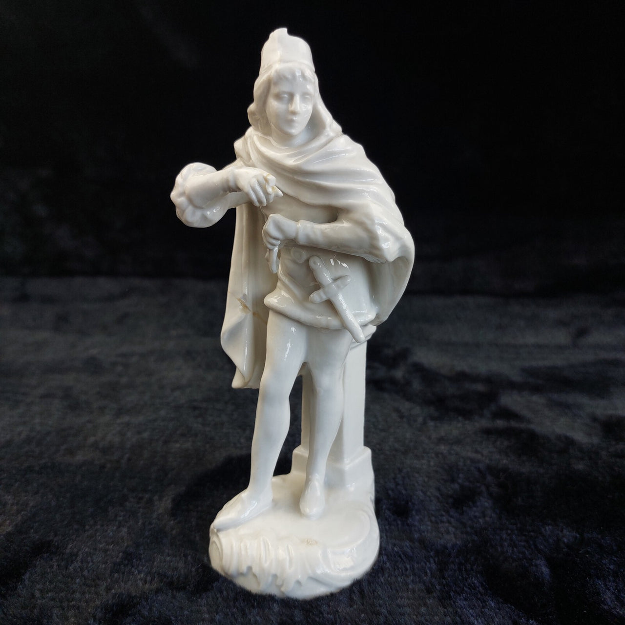Antique Porcelain Figurines Pair Woman Man Medieval Style 6in Glazed damaged8