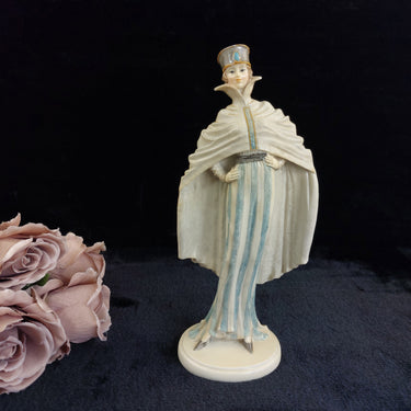 Leonardo Collection Elegant Lady Figurine – Good 28 cm Gilded Blue Striped Cape.0