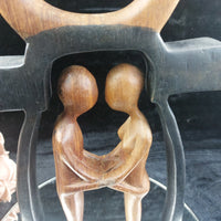 Thumbnail for Very Rare Hand Carved Wooden Couple Sculpture – Good Condition, Abstrac 15