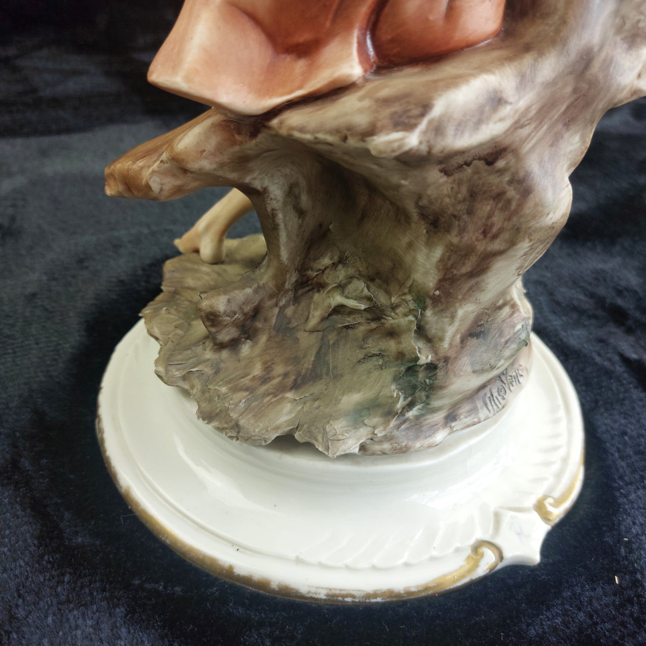 Capodimonte Style Boy &dog Figurine with Dog & Fruit Basket 11" Porcelain Large5