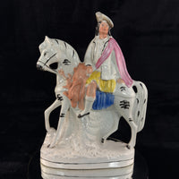 Thumbnail for 1800s Staffordshire Pottery Large Horse Rider Figure Hand Painted Antique seePic17