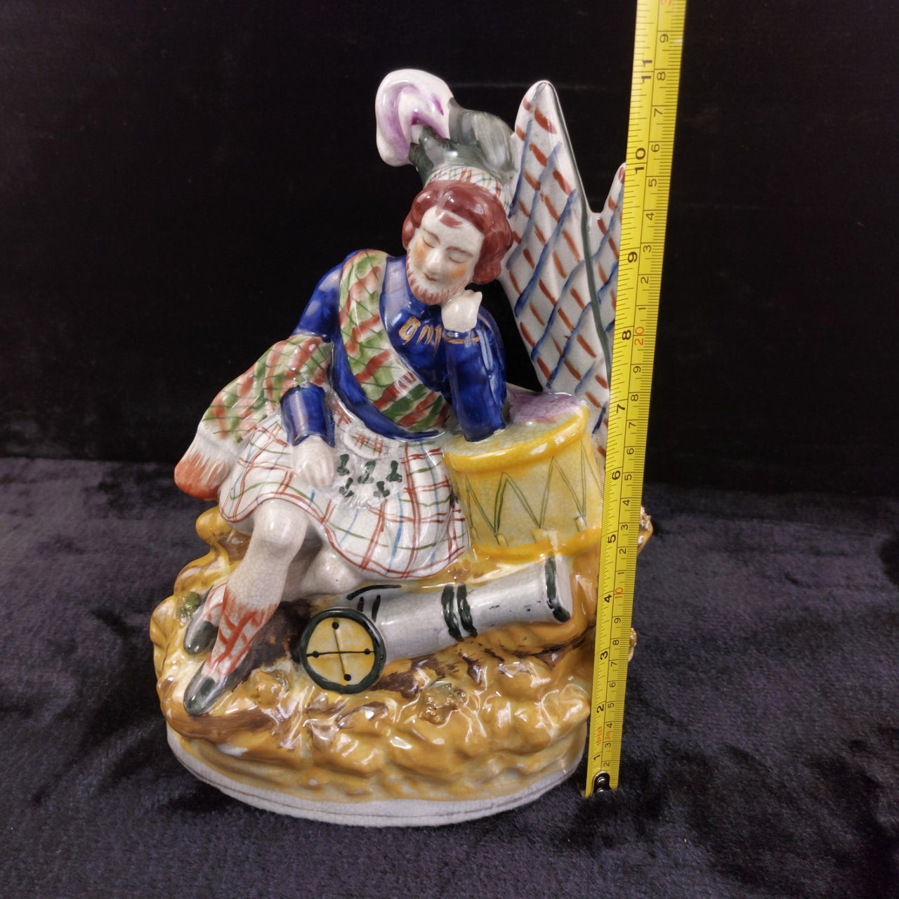 Antique Style Staffordshire 11" Pottery Figurine Sleeping Scotsman Decor3