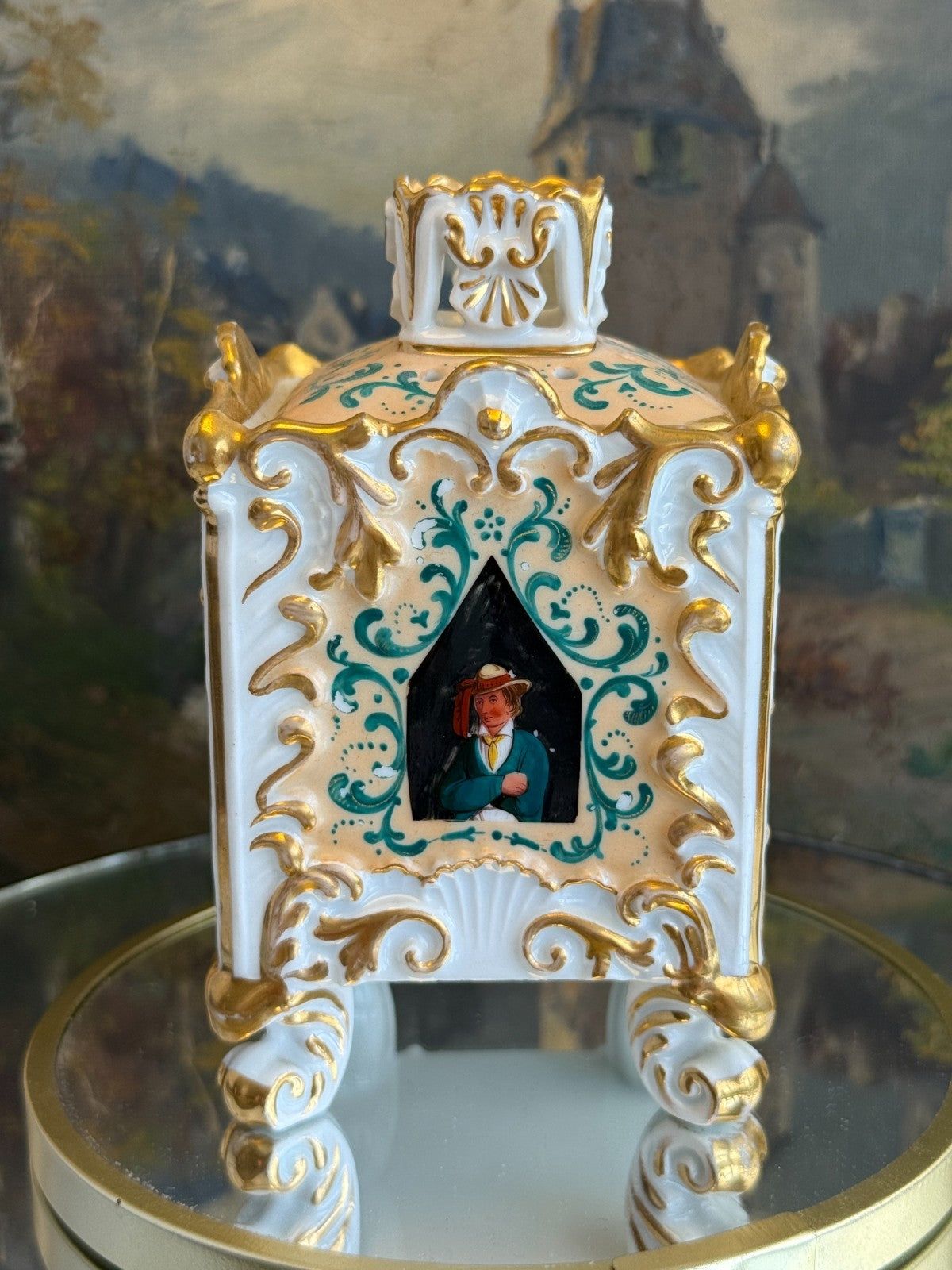 Rare Antique Porcelain Victorian Potpourri Jar /vase/ box German/Dresden Style1