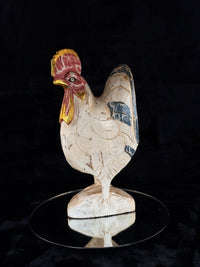 Thumbnail for Hand Wooden Carved Rooster Statue – Rustic Folk Art Painted Chicken 15