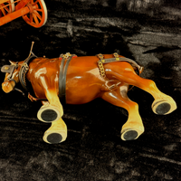 Thumbnail for Large Porcelain Draft Horse & Wooden Farm Wagon Carriage Model see the pics10