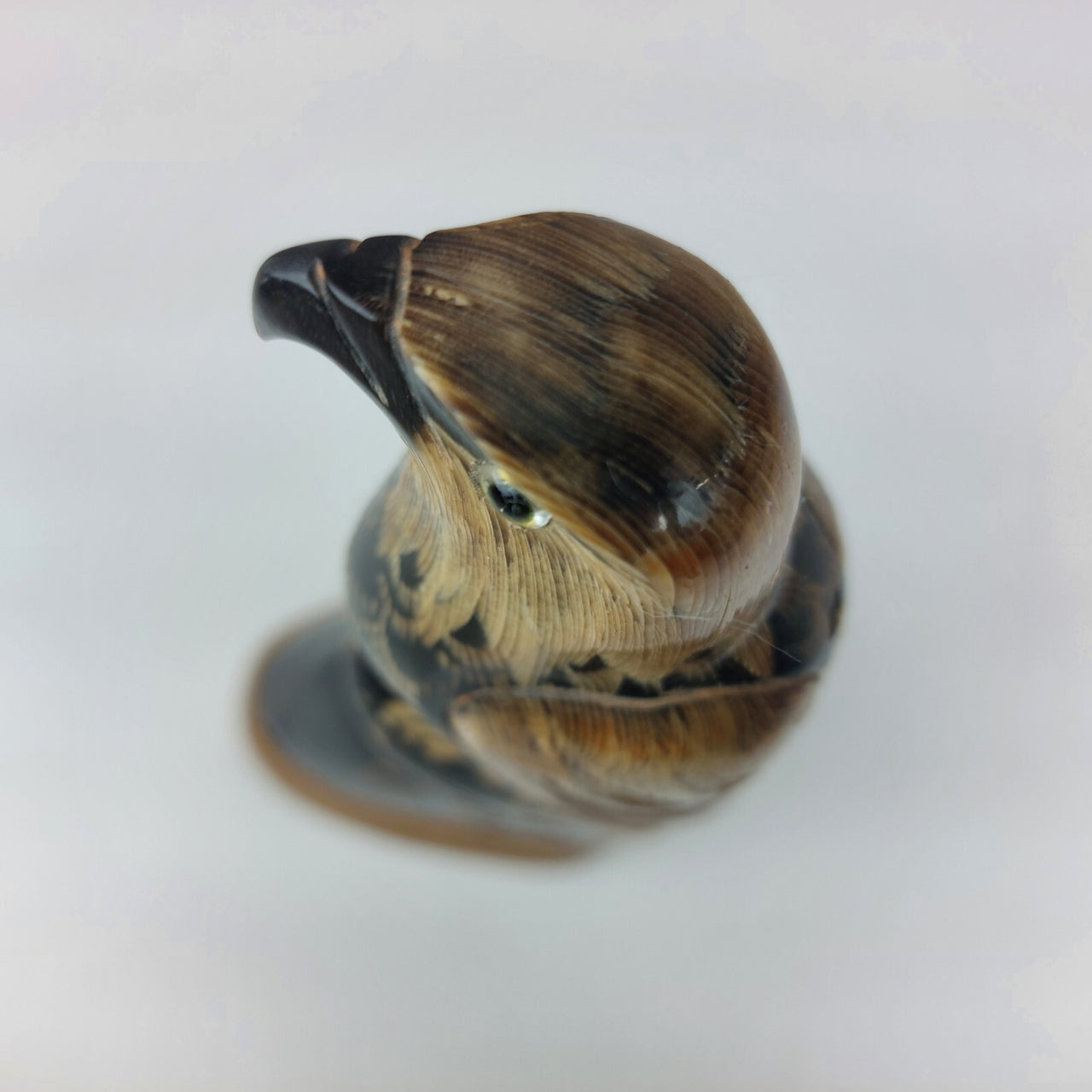 Hand Carved Buffalo Horn Eagle 6" Figurine Wooden Base Wildlife Vintage Art gift7