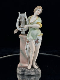 Thumbnail for Antique German Porcelain Lady Lyre Figurine Musician Victorian Style Decor0