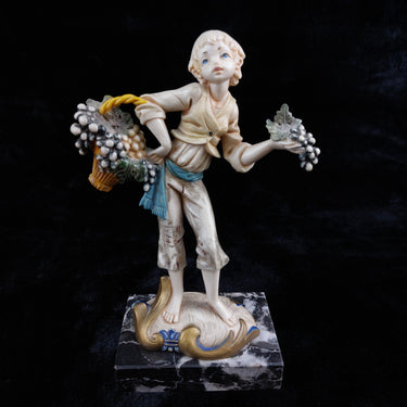 Fontanini Depose Simonetti  1980's Boy Figurine with Grapes Made in Italy decor.0