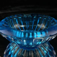 Thumbnail for Murano Style Blue Glass Bowl Ribbed Swirl 5.5” Ashtray Trinket Dish Retro Art2