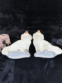 Thumbnail for Antique Porcelain Staffordshire King Charles Spaniel Figurine Pair Victorian dec17
