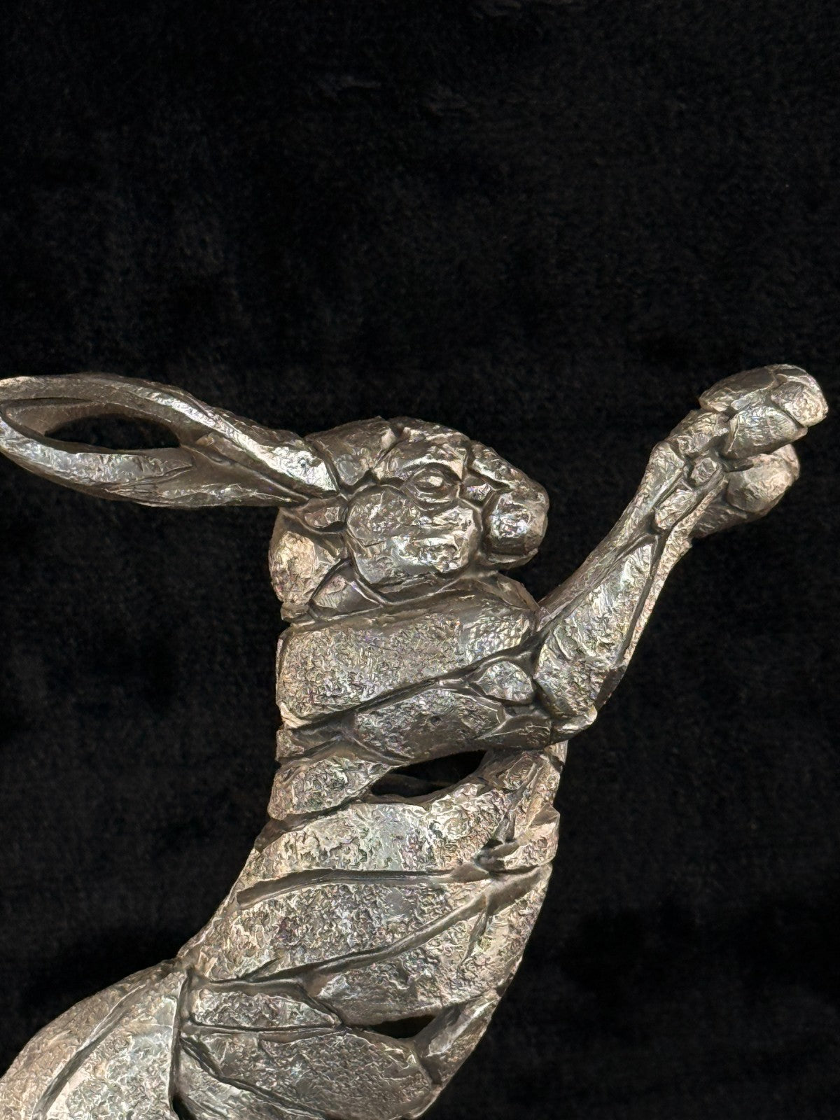 Edge Sculpture Metallic Boxing Hare Statue by Andrew Hull Metal Finish 13" large4