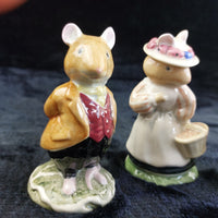 Thumbnail for Royal Doulton 1980s Brambly Hedge Mice Figurines Set Lord Lady Woodmouse Base3