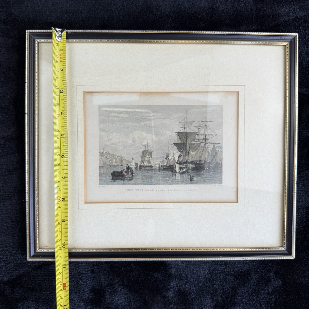 Antique Hand-Colored Engraving The Tyne from South Shields Durham by T. Allom8