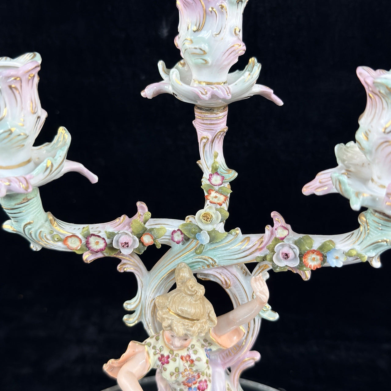 Antique Meissen Dresden Style Sitzendorf Porcelain Candelabra 19th Century Decor15