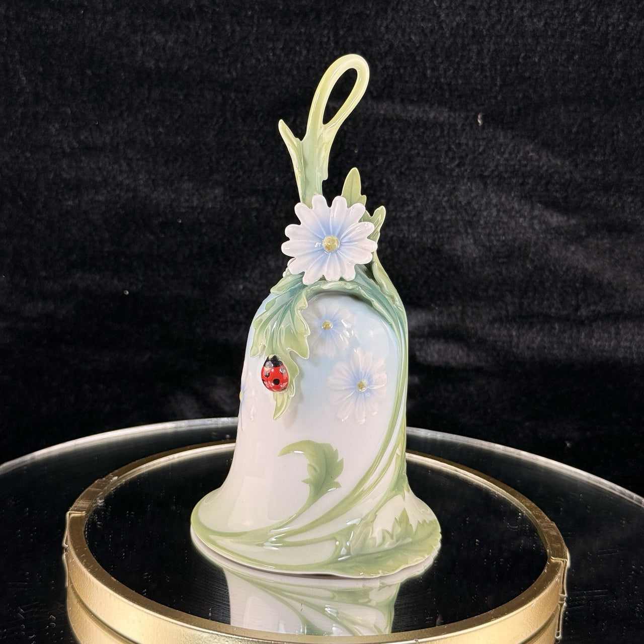 Franz Porcelain Ladybug Bell by Jen Woo Excellent Condition0