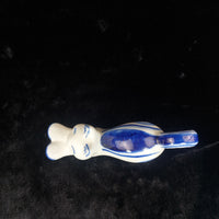 Thumbnail for USSR Vintage Cat Figurine Good White Blue Stretching Kitten Russian Porcelain .8
