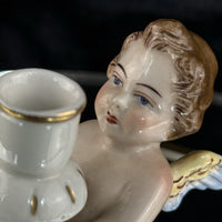 Thumbnail for Antique German Dresden Cherub Candle Holder Figurine Winged Putto 3.5” Repaired7