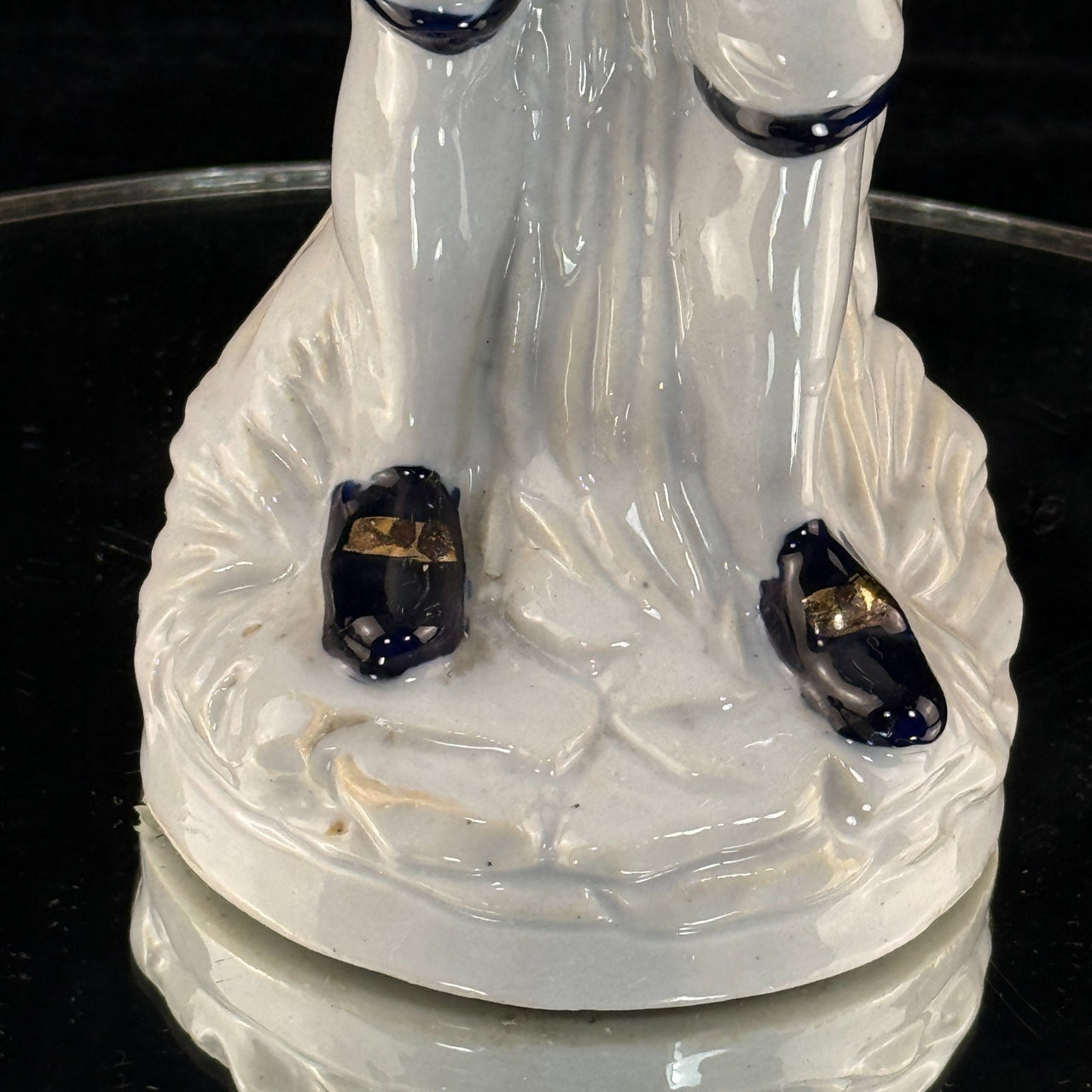 Antique Porcelain Colonial Figurine White Blue Gold Trim 11" Hand Painted gift4
