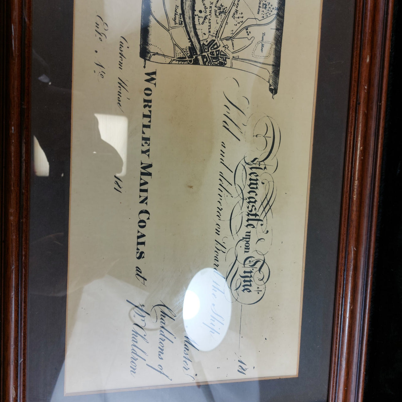 Antique 1800's Wortley Main Coals Shipping Document Artifact Framed Historical3