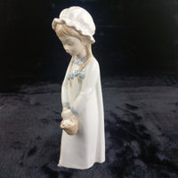 Thumbnail for Nao Lladro by Girl Figurine Handmade Basket Flowers Glazed 10in bookcase decor7