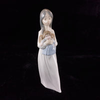 Thumbnail for Elegant NAO by Lladró Figurine - 'Girl with Doll' (1990) bookcase figure Spain1