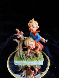 Thumbnail for Hummel Vintage style Porcelain Figurine of Children with a Bird on a Tree 7in3