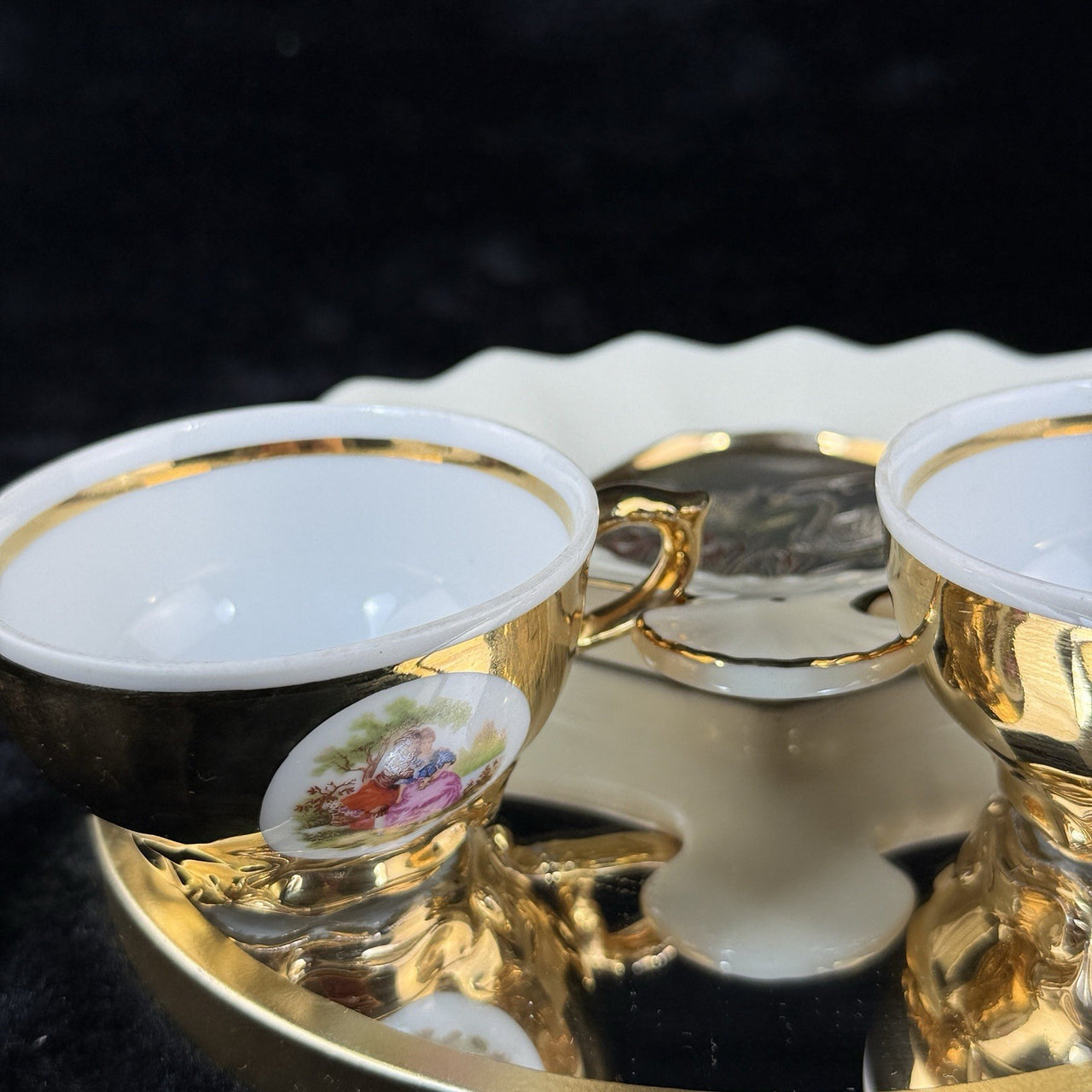 Bondware Coffee Cups & FanShaped Tray | 24K Gold Chokin Art Japan5
