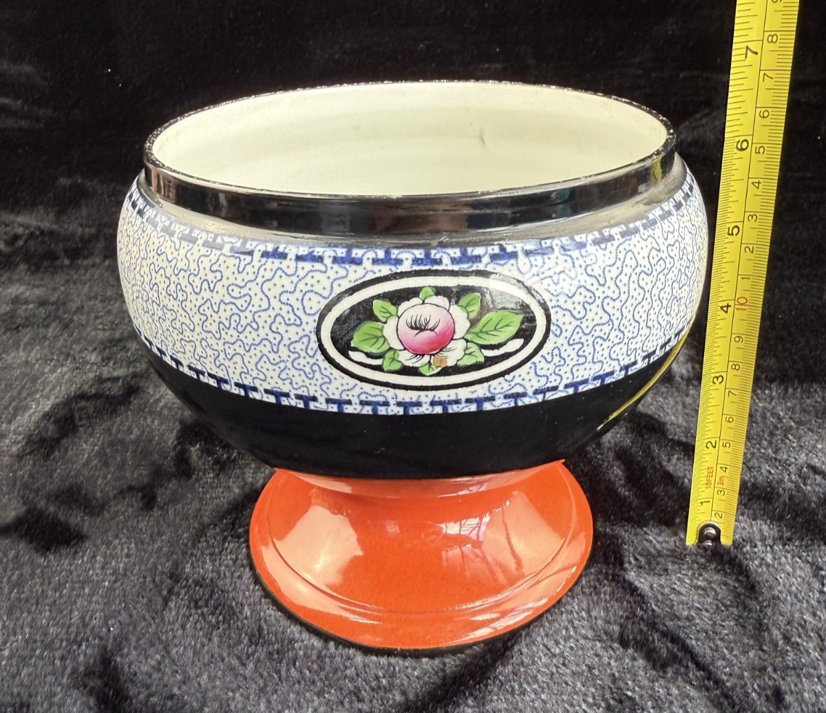 Antique vase S.Hancock & Sons Cimson Ware England Burslem Cache Pot/Bowl onStand11