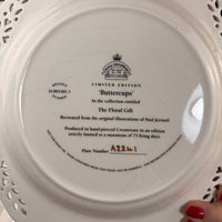 Thumbnail for Royal Creamware Floral Gift Plates x2 Buttercups Wild Roses Ltd Ed England 10.5