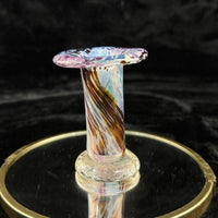 Thumbnail for Studio Glass Art Mini Vase Swirled Multicolor Pulled Rim Blown 3.5” ArtGlass4