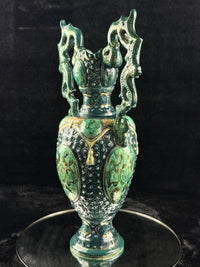 Thumbnail for Romano Majolica Style Ornate Green Vase Glazed Ceramic 15” Antique Vase7