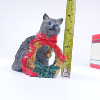 Thumbnail for Tom Rubel Silver Deer Christmas Cat Figurine -Festive Collectible Holiday Decor11