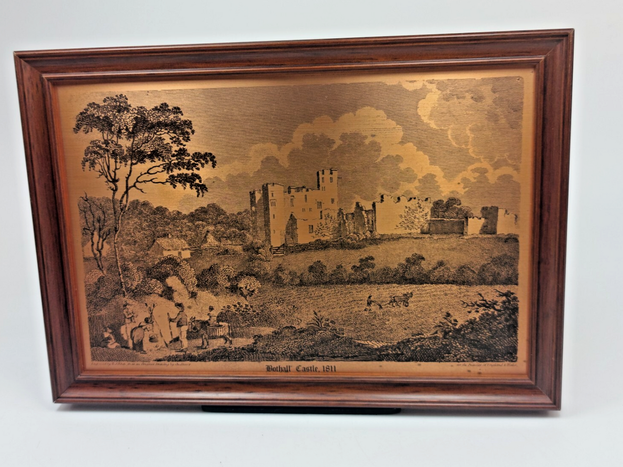 Rare Framed Copper Etching Bothal Castle    Landscape 1811  24x17.5cm Vintage 0